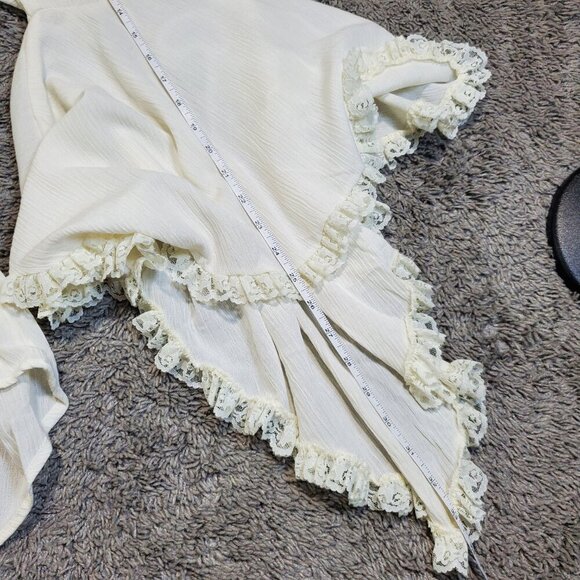 Vintage 90s Eternal Love Ruched Ruffle Off White Lace Rennaissance Top - XXL - Picture 7 of 7